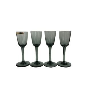 Vintage Hadeland Norway Set of 4 Smoked Gray Brandy Snifter Cordial Shot Glasses